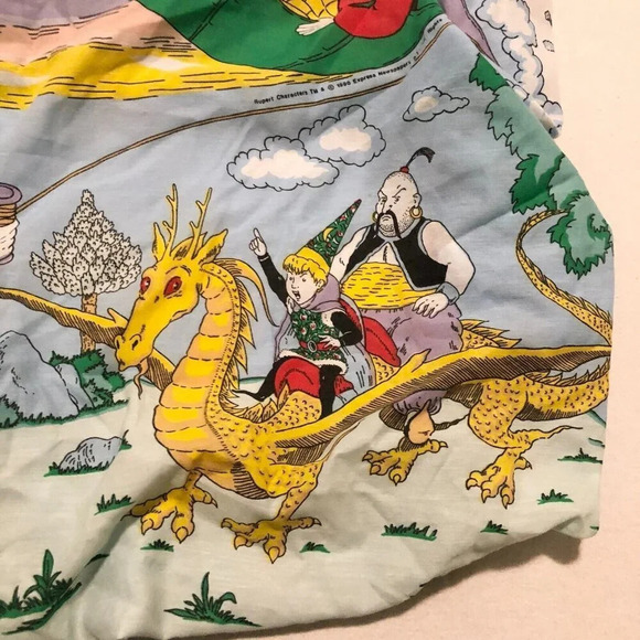 Vintage 1990 Rupert Bear Single  Fitted Bed Sheet Express Newpapers 77 x 32 - Picture 7 of 15